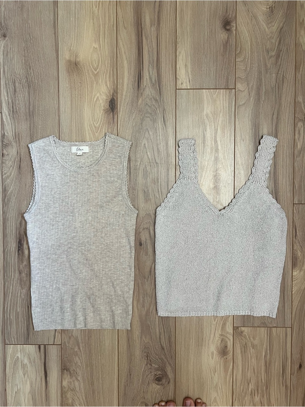 Elan Light Gray Knit Tank & ALYA Cropped Camisole Set